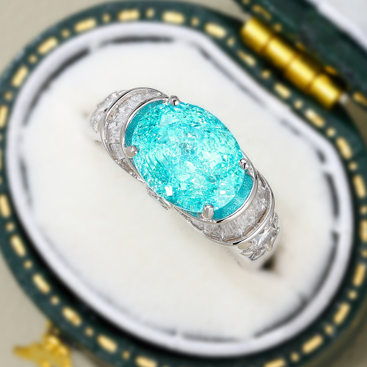The Esmeralda Oval Cut Lab Grown Paraiba Garnets Ring