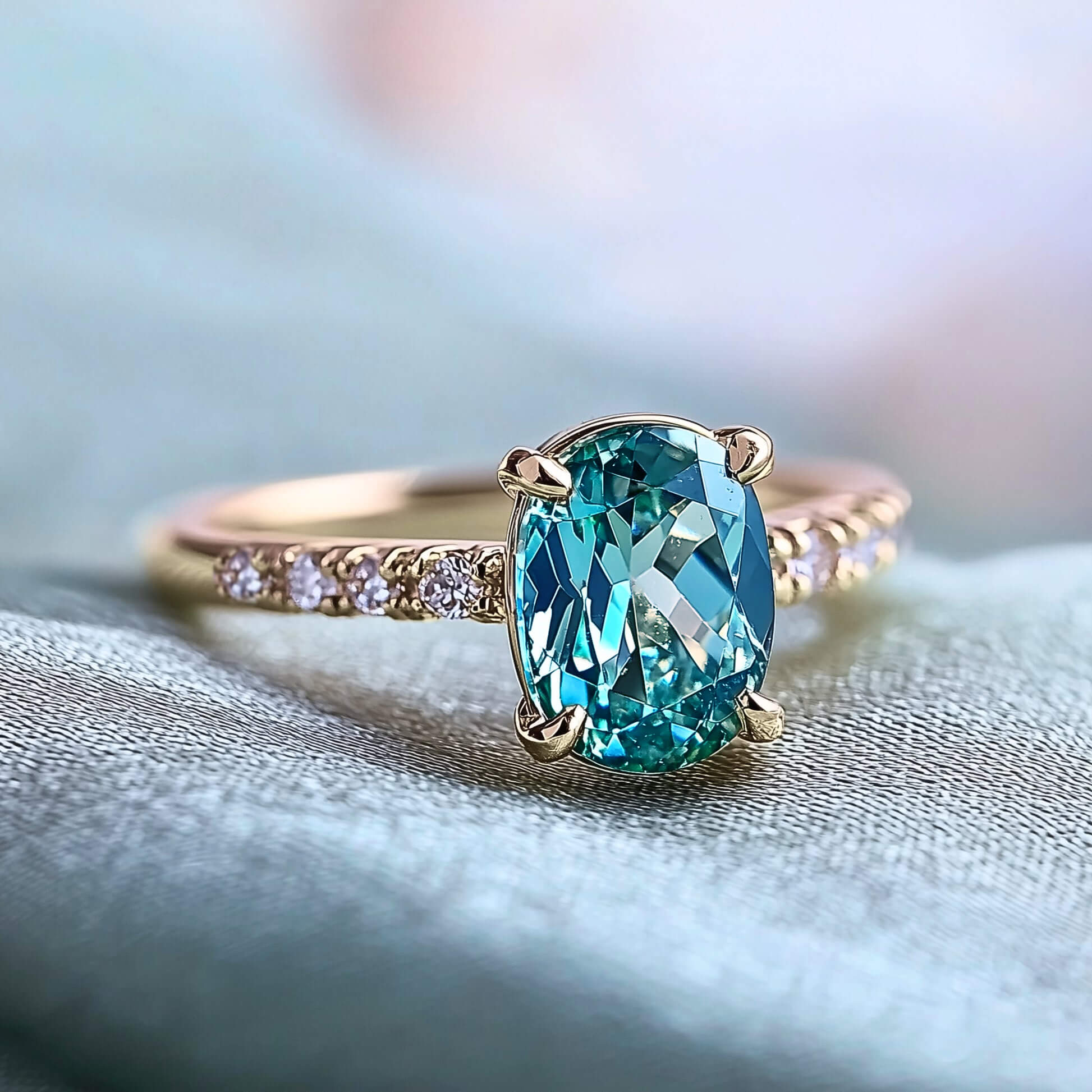 Camille Oval Cut Blue Gemstone Ring