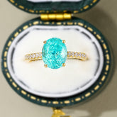 The Opaline Oval Cut Lab Grown Paraiba Garnets Ring