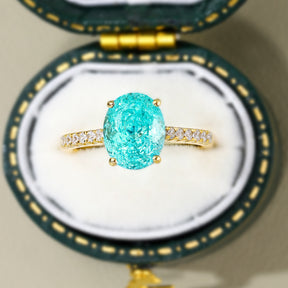 The Opaline Oval Cut Lab Grown Paraiba Garnets Ring