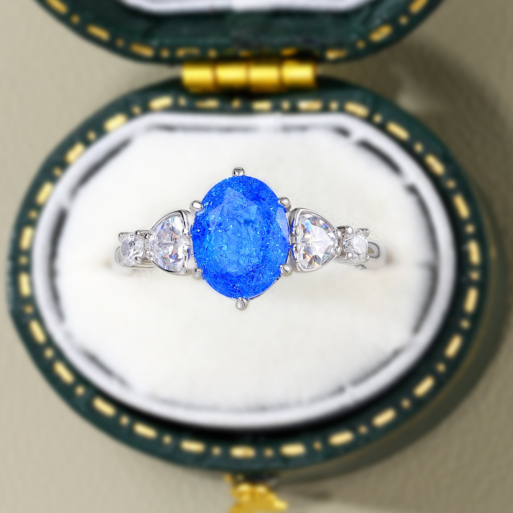 Aurora Belle Oval Cut Lab Grown Blue Spinel Ring