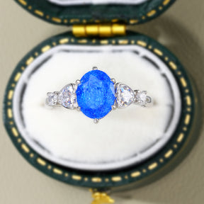 Aurora Belle Oval Cut Lab Grown Blue Spinel Ring