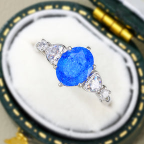 Aurora Belle Oval Cut Lab Grown Blue Spinel Ring