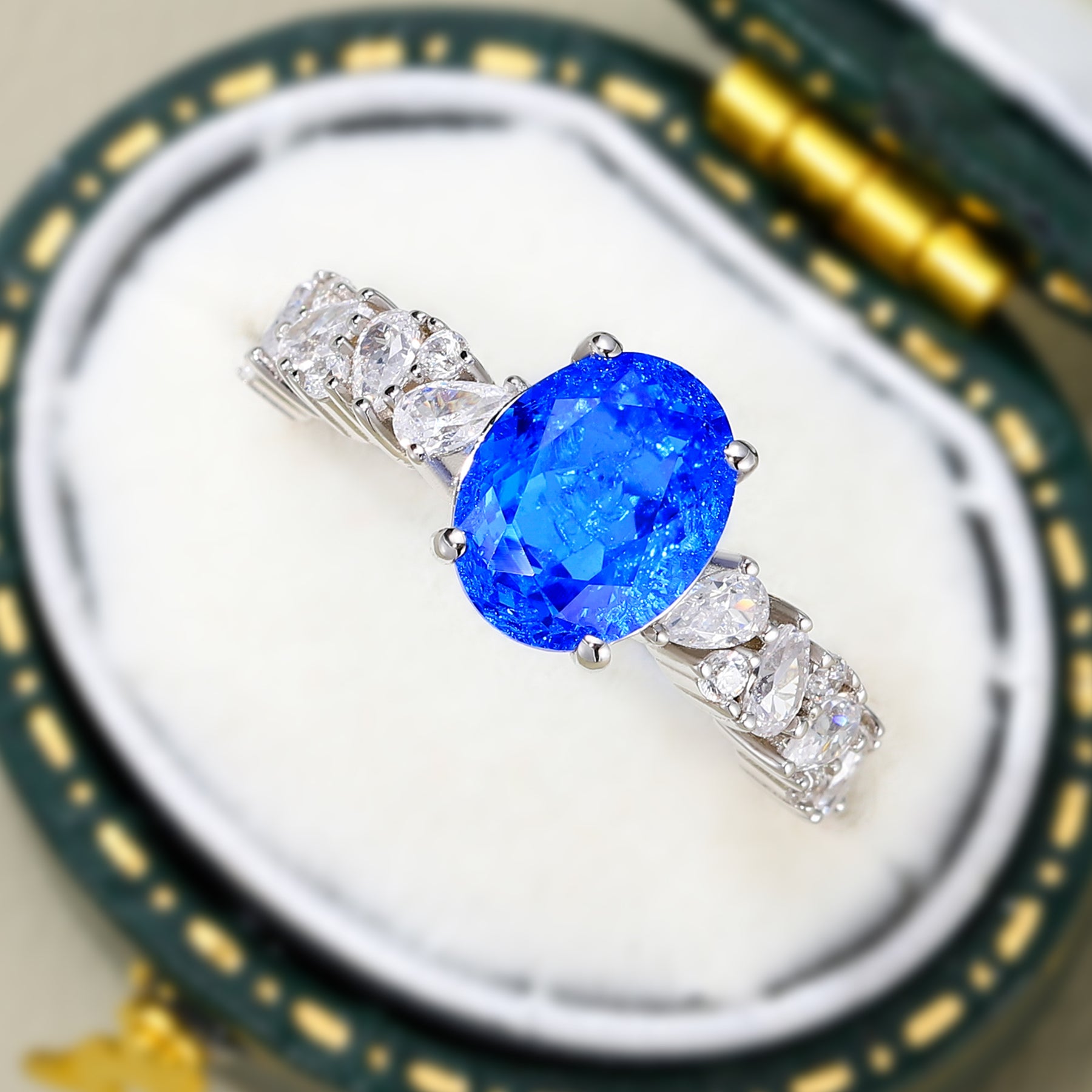 The Celestine Oval Cut Lab Grown Blue Spinel Ring