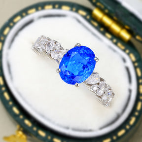 The Celestine Oval Cut Lab Grown Blue Spinel Ring