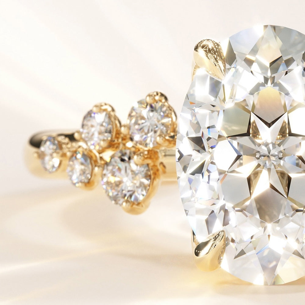 Oval Nova Design 2ct Diamond Cut Moissanite Engagement Ring