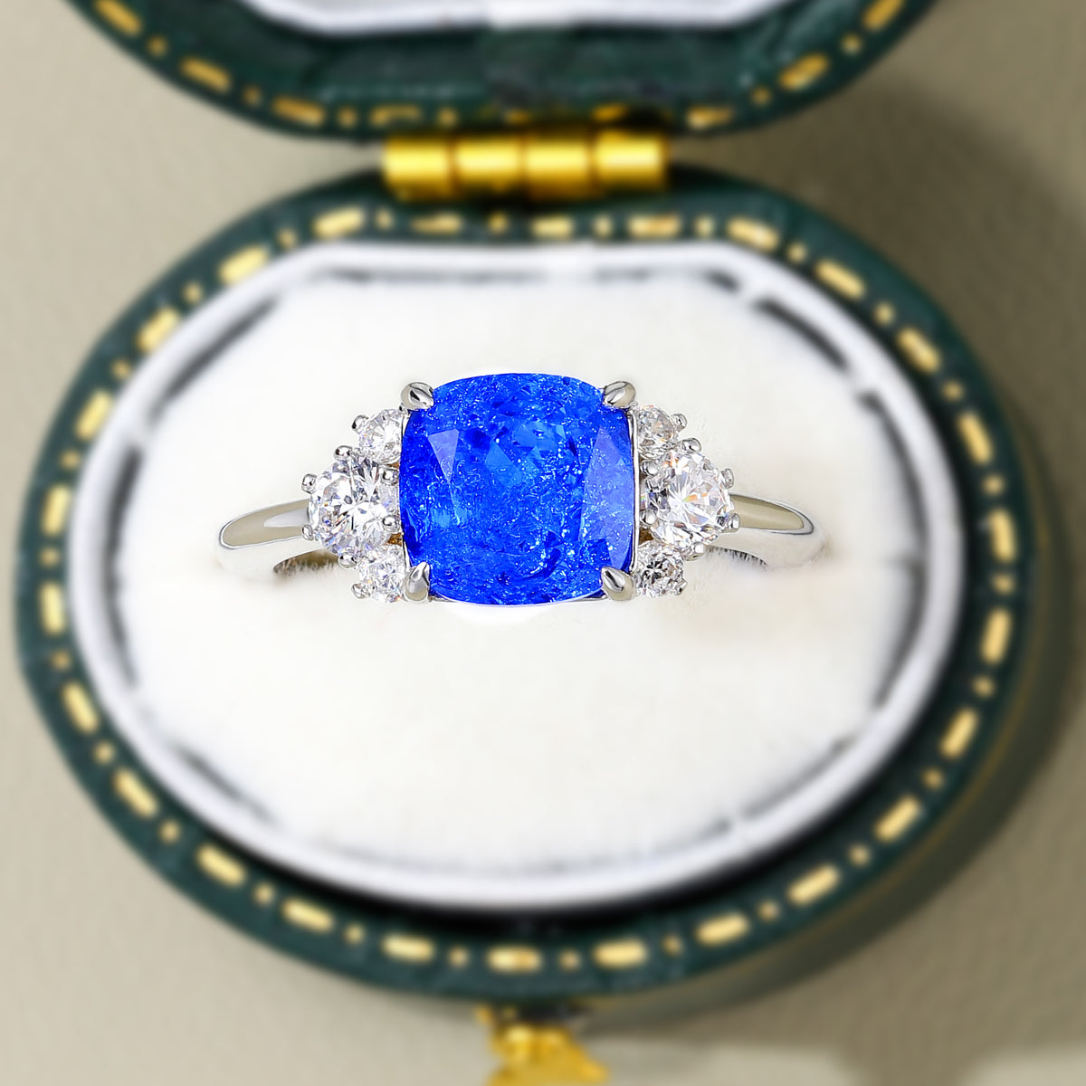 The Ulissa Asscher Cut Lab Grown Blue Spinel Ring