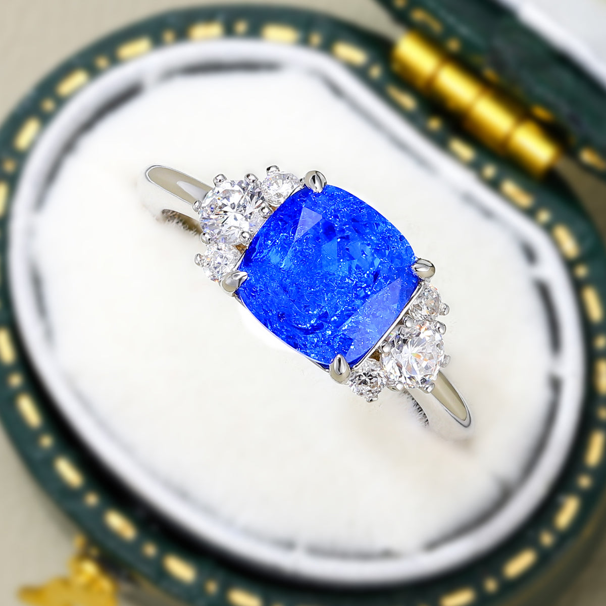 The Ulissa Asscher Cut Lab Grown Blue Spinel Ring