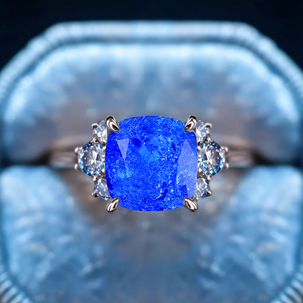 The Ulissa Asscher Cut Lab Grown Blue Spinel Ring