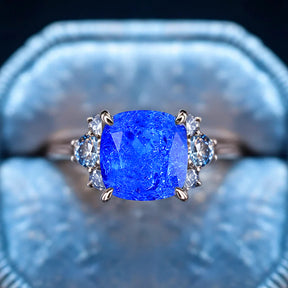 The Ulissa Asscher Cut Lab Grown Blue Spinel Ring