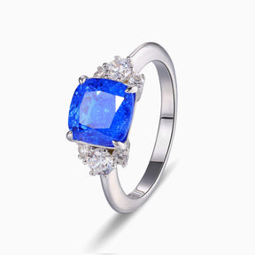 The Ulissa Asscher Cut Lab Grown Blue Spinel Ice-crackle Texture Ring