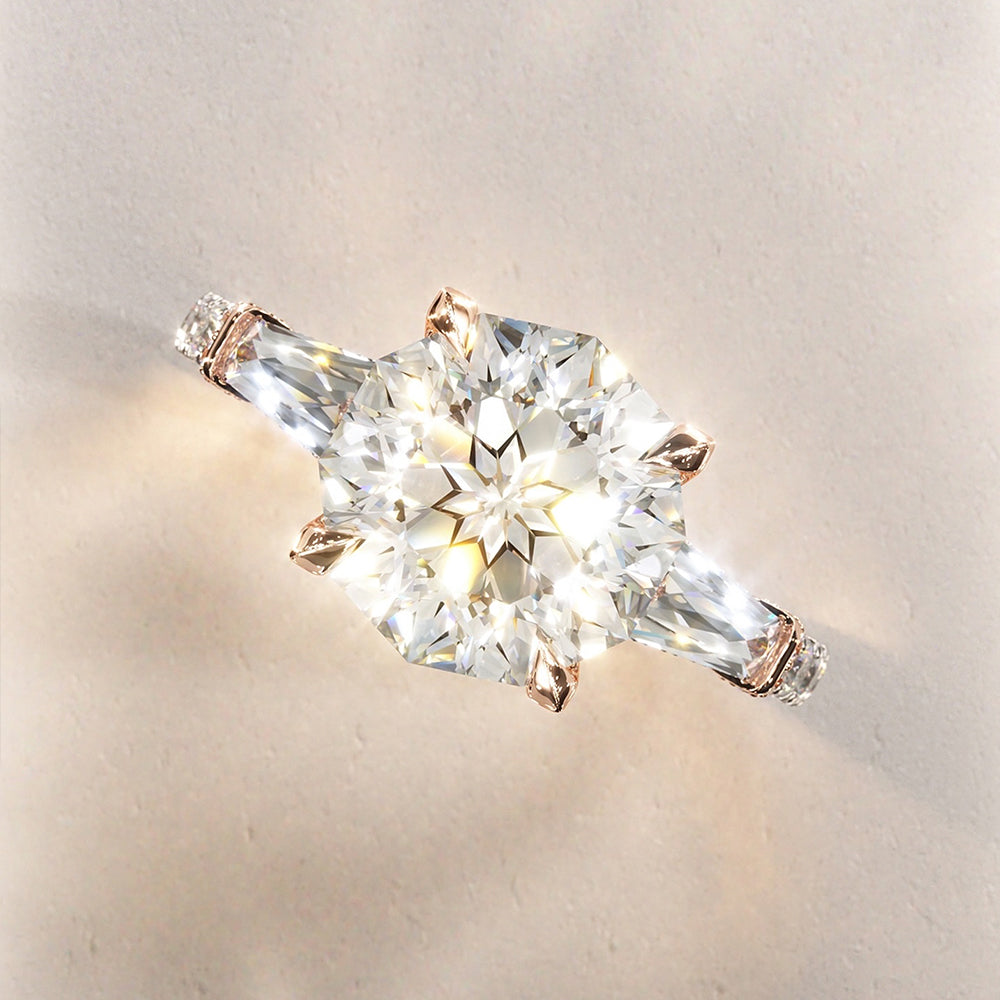Bague de fiançailles Decagon Nova Design en moissanite taillée en diamant