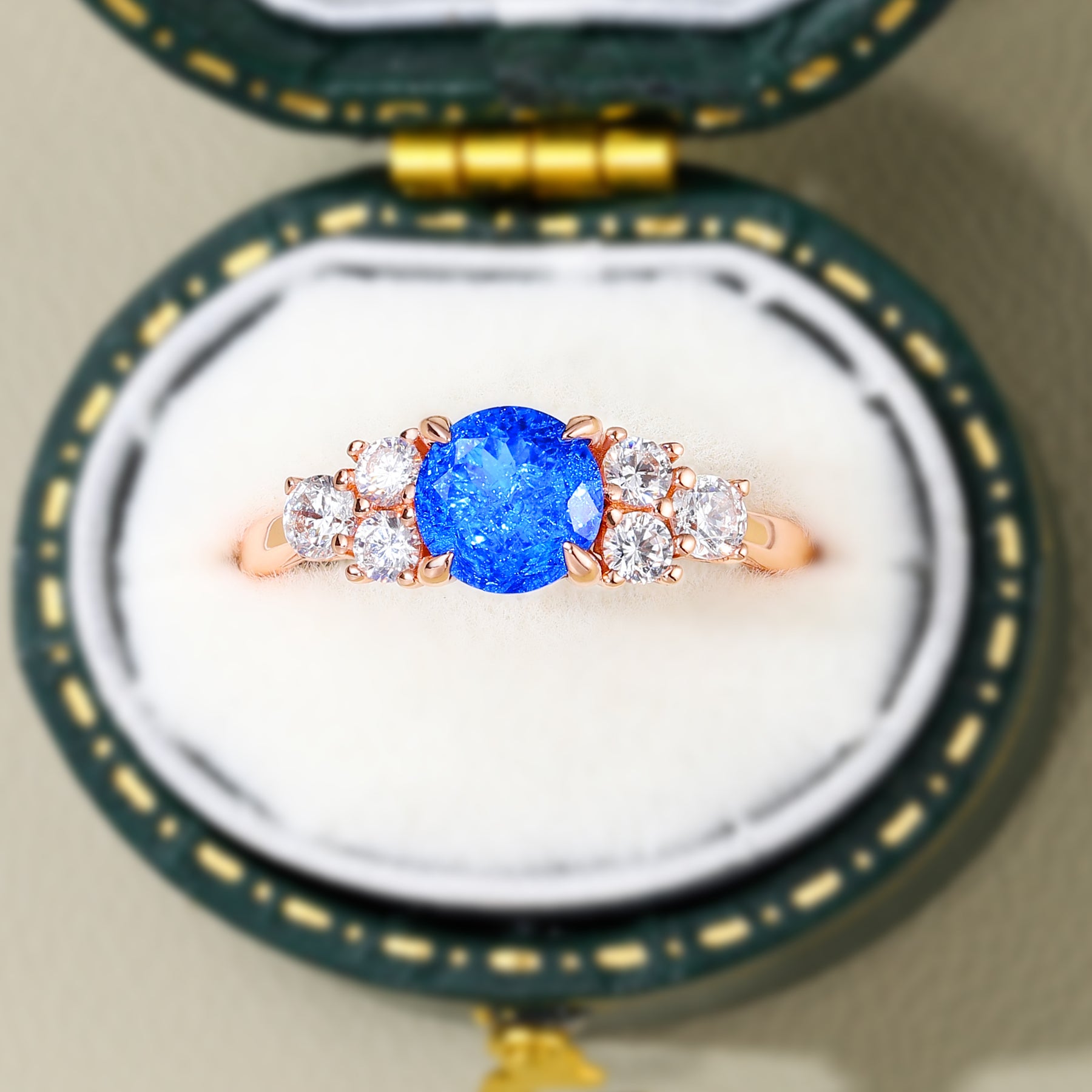 Carina Lab Grown Blue Spinel Triple Stone Ring