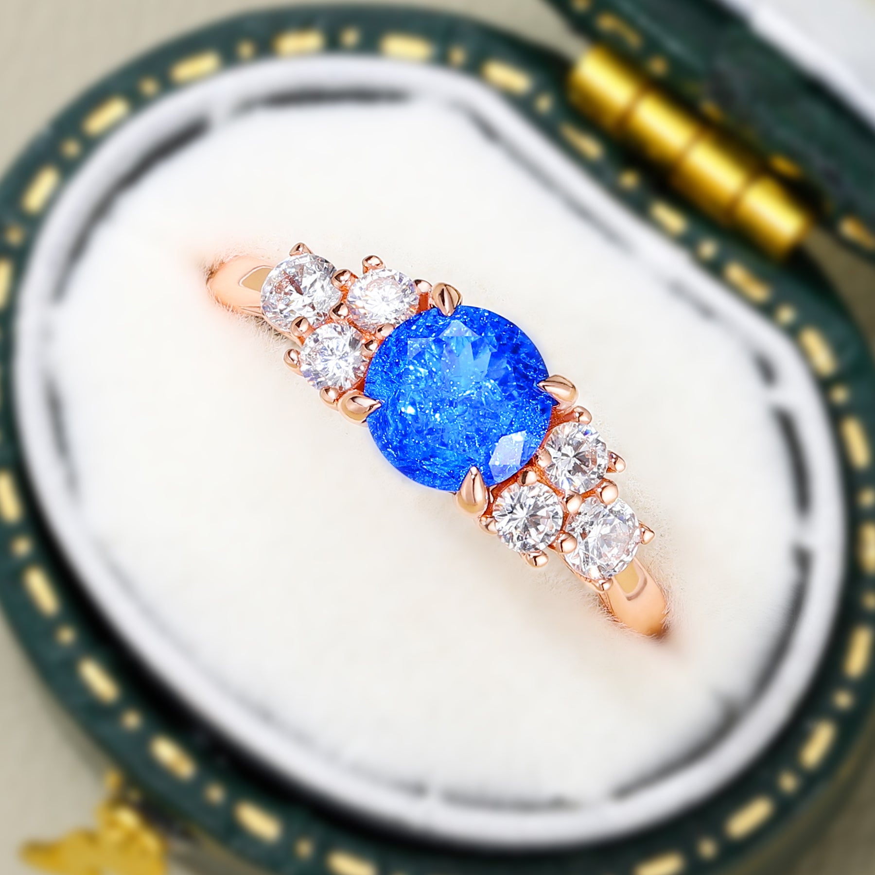 Carina Lab Grown Blue Spinel Triple Stone Ring