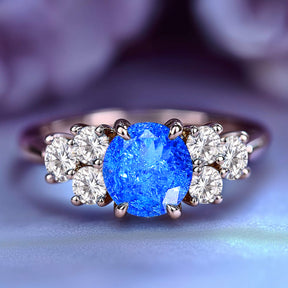 Carina Lab Grown Blue Spinel Triple Stone Ring