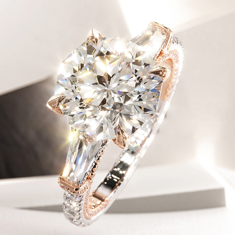 Bague de fiançailles Decagon Nova Design en moissanite taillée en diamant
