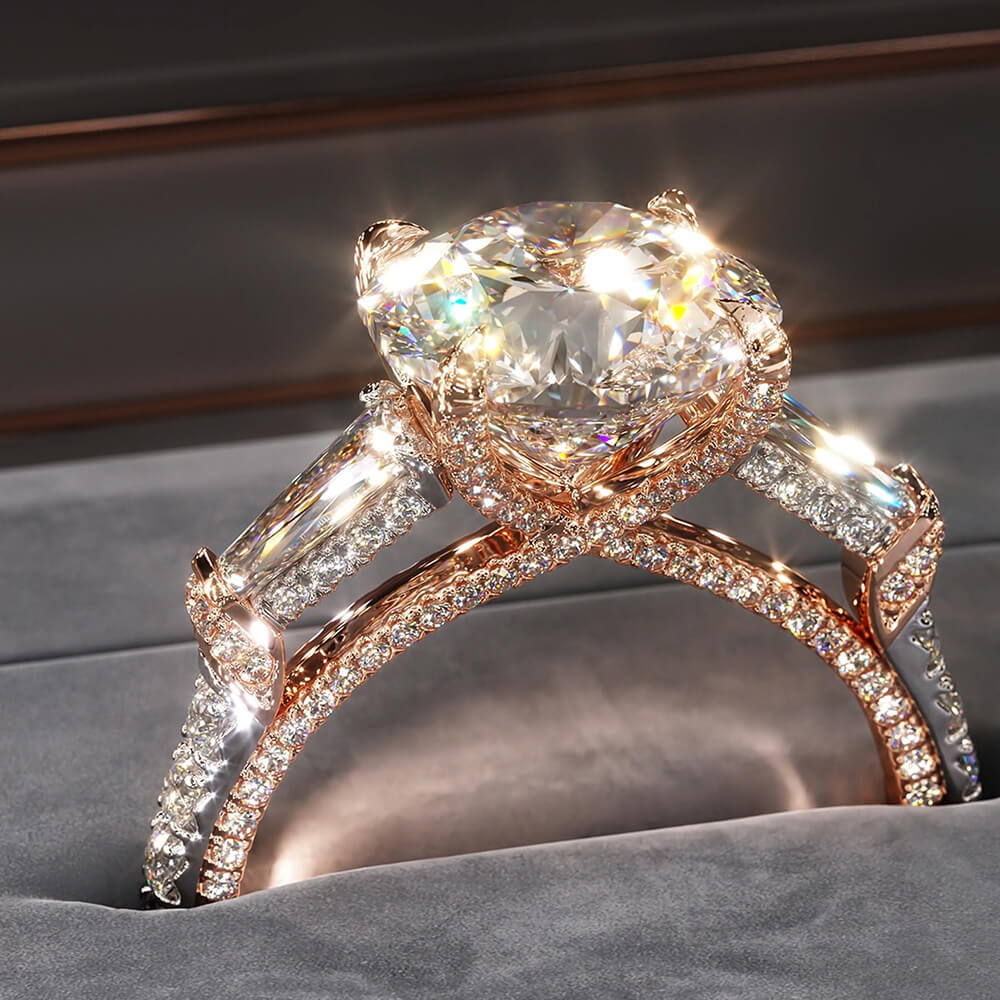 Bague de fiançailles Decagon Nova Design en moissanite taillée en diamant