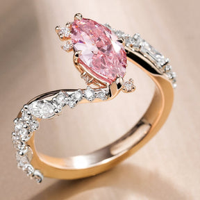 Bypass Design 3ct Marquise Cut Fancy Pink Gemstone Engagement Ring