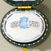 The Celestine Oval Cut Lab Grown Aquamarine Gemstone Ring
