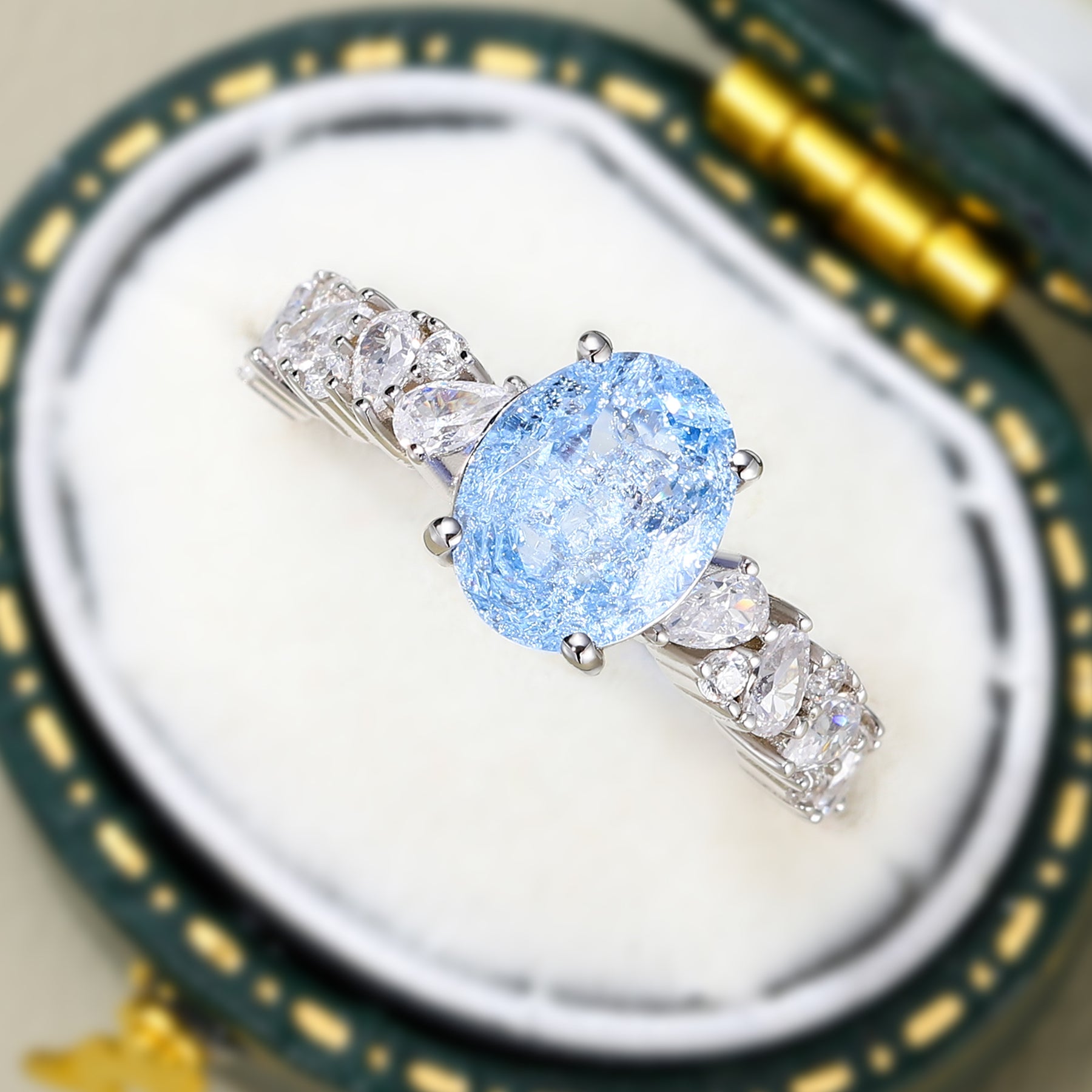 The Celestine Oval Cut Lab Grown Aquamarine Gemstone Ring