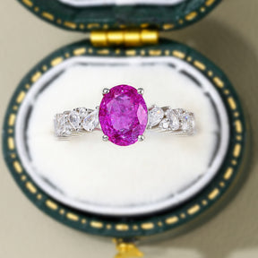 The Celestine Oval Cut Lab Grown Rose Sapphire Ring