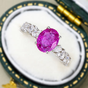 The Celestine Oval Cut Lab Grown Rose Sapphire Ring