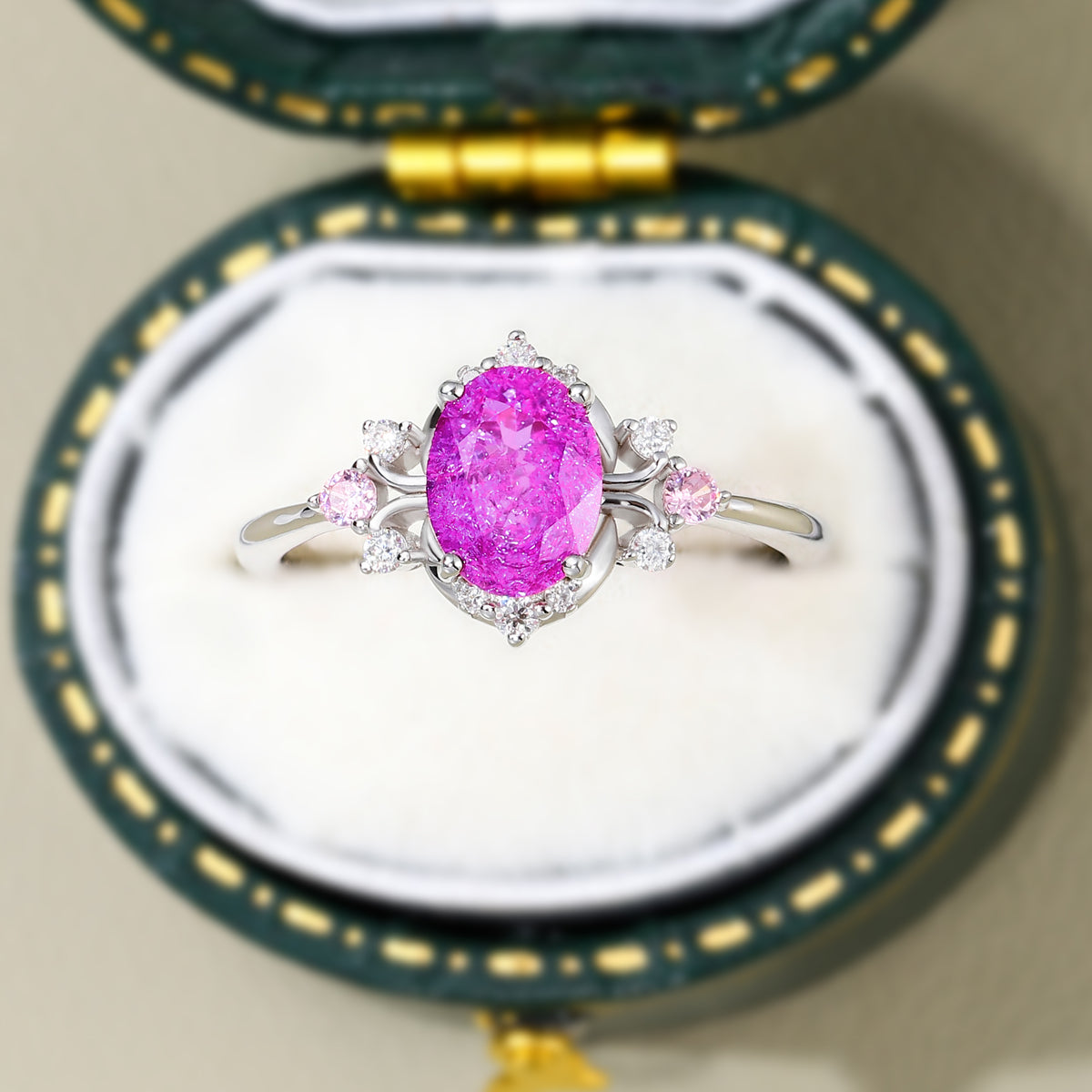 Valoria Oval Vintage Lab Grown Rose Sapphire Ring
