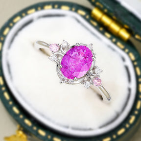 Valoria Oval Vintage Lab Grown Rose Sapphire Ring