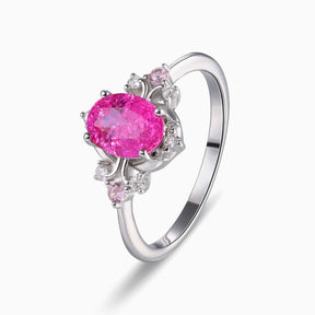 Valoria Oval Vintage Lab Grown Rose Sapphire Ice-crackle Texture Ring