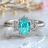 Valoria Oval Cut Lab Grown Paraiba Garnets Ice-crackle Texture Ring