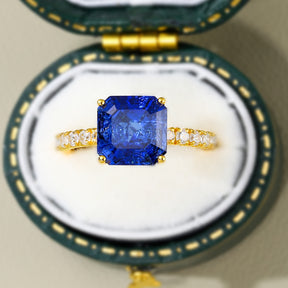 Juliana Hope Cushion Cut Lab Grown Royal Blue Sapphire Ring
