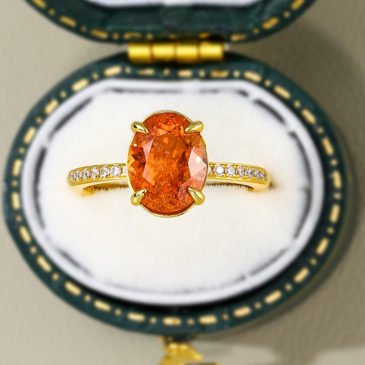 The Luna Oval Cut Lab Grown Fanta Garnets Ring