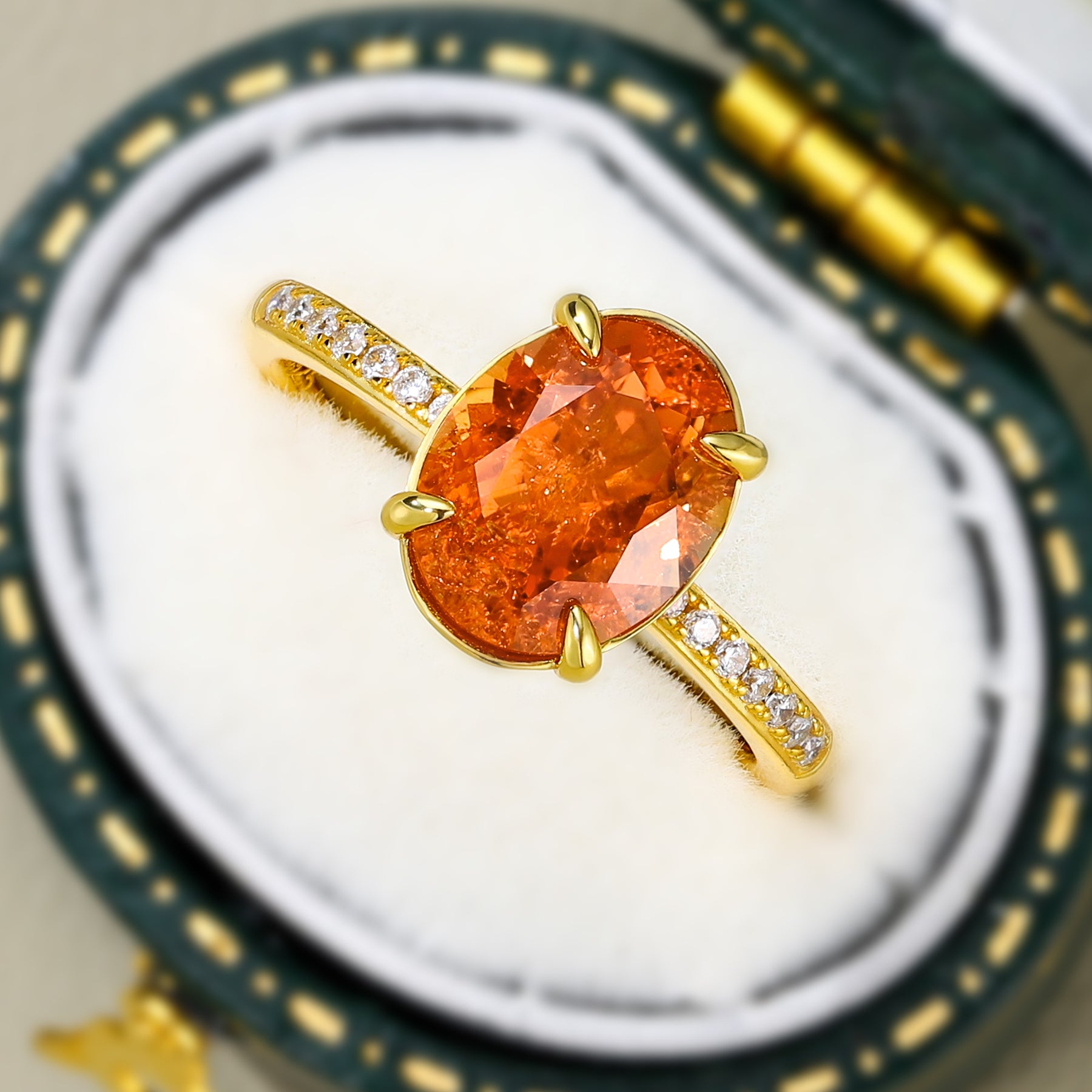 The Luna Oval Cut Lab Grown Fanta Garnets Ring