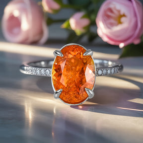 The Luna Oval Cut Lab Grown Fanta Garnets Ring