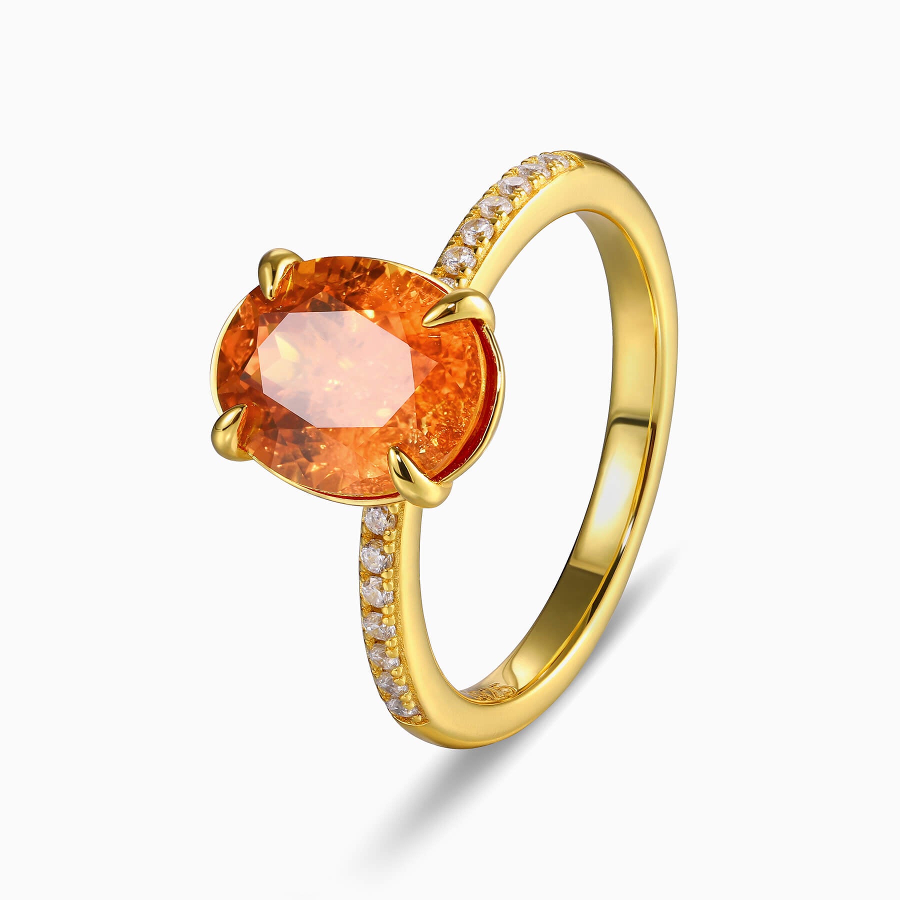 The Luna Oval Cut Lab Grown Fanta Garnets Ice-crackle Texture Ring
