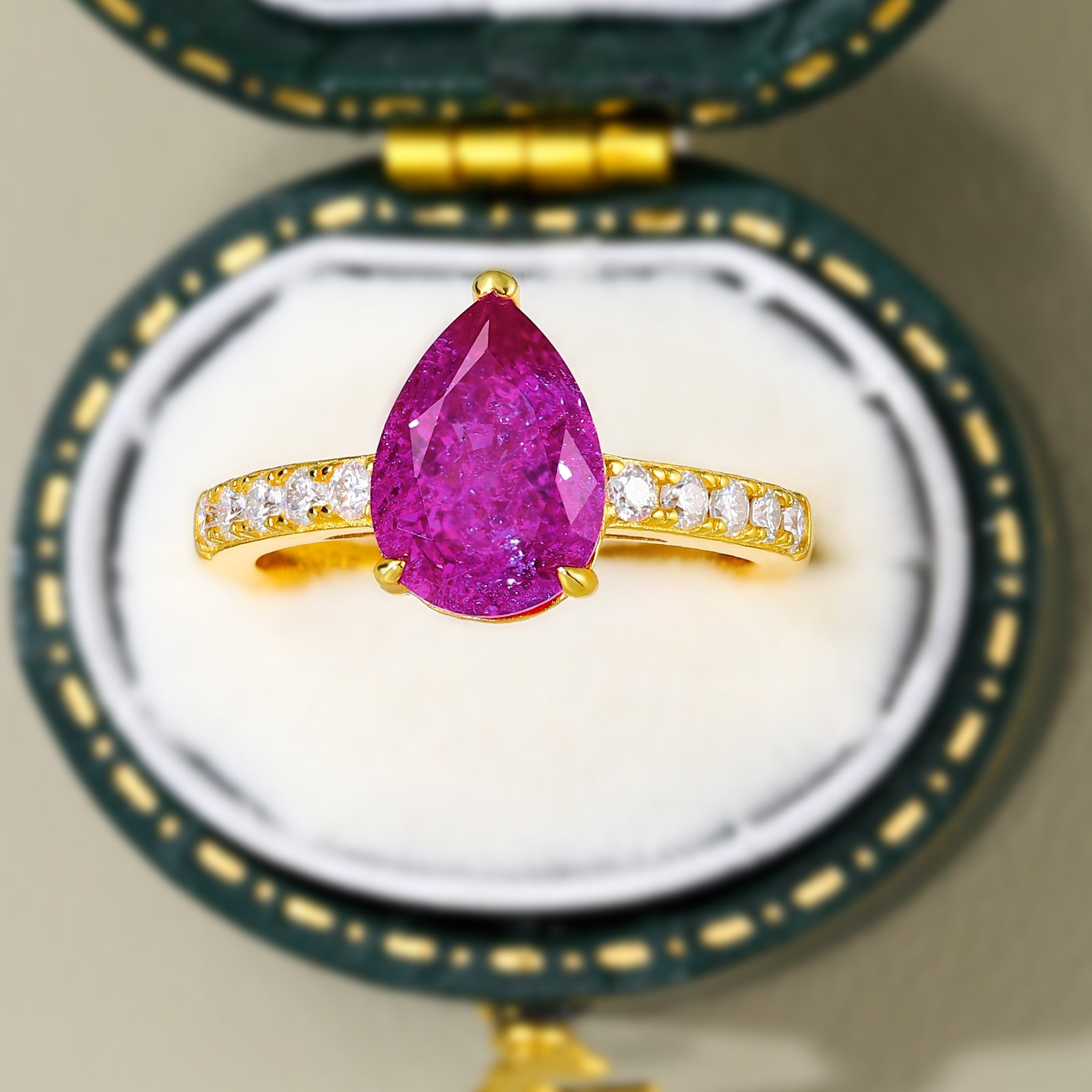 Celina Pear Cut Lab Grown Rose Sapphire Ring