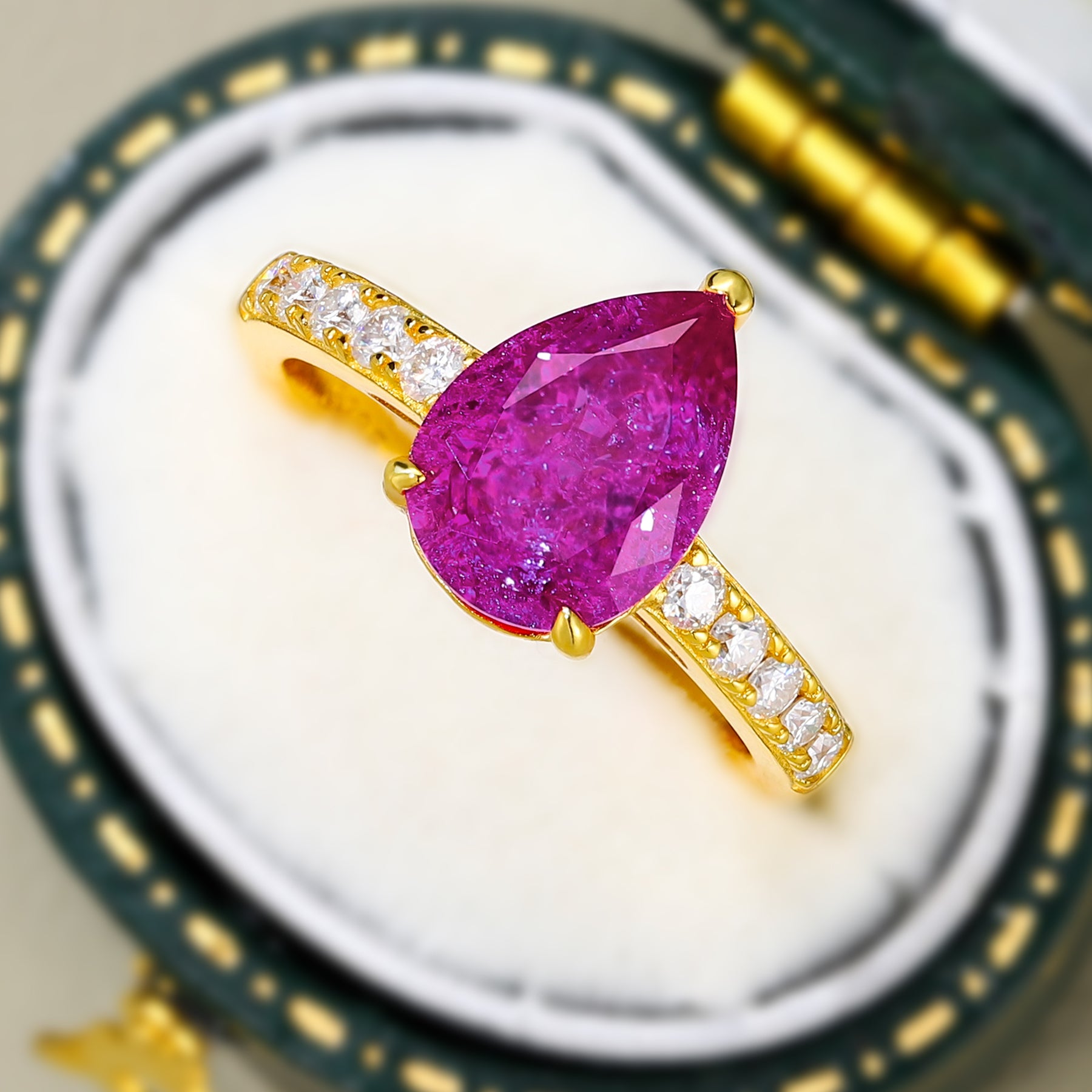 Celina Pear Cut Lab Grown Rose Sapphire Ring