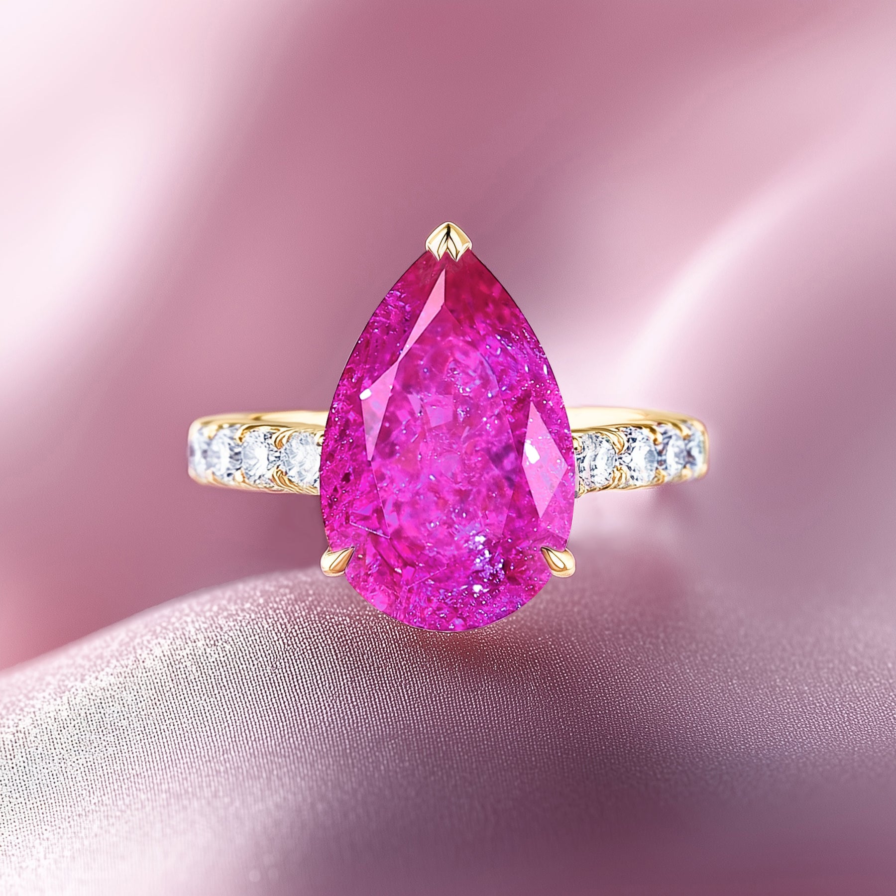 Celina Pear Cut Lab Grown Rose Sapphire Ring