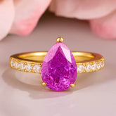 Celina Pear Cut Lab Grown Rose Sapphire Ice-crackle Texture Ring
