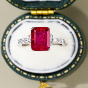 The Bella Emerald Cut Lab Grown Ruby Sapphire Ring