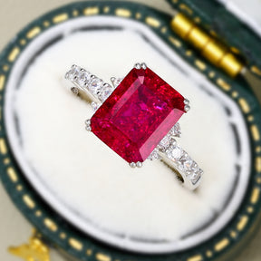 The Bella Emerald Cut Lab Grown Ruby Sapphire Ring
