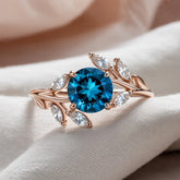 Sylvana Round Cut Royal Blue Gemstone Vine Ring