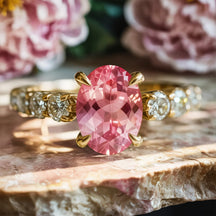 The Celestine 2CT Oval Cut Pink Gemstone Ring