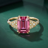 Seraphira  Emerald-Cut Pink Gemstone Ring