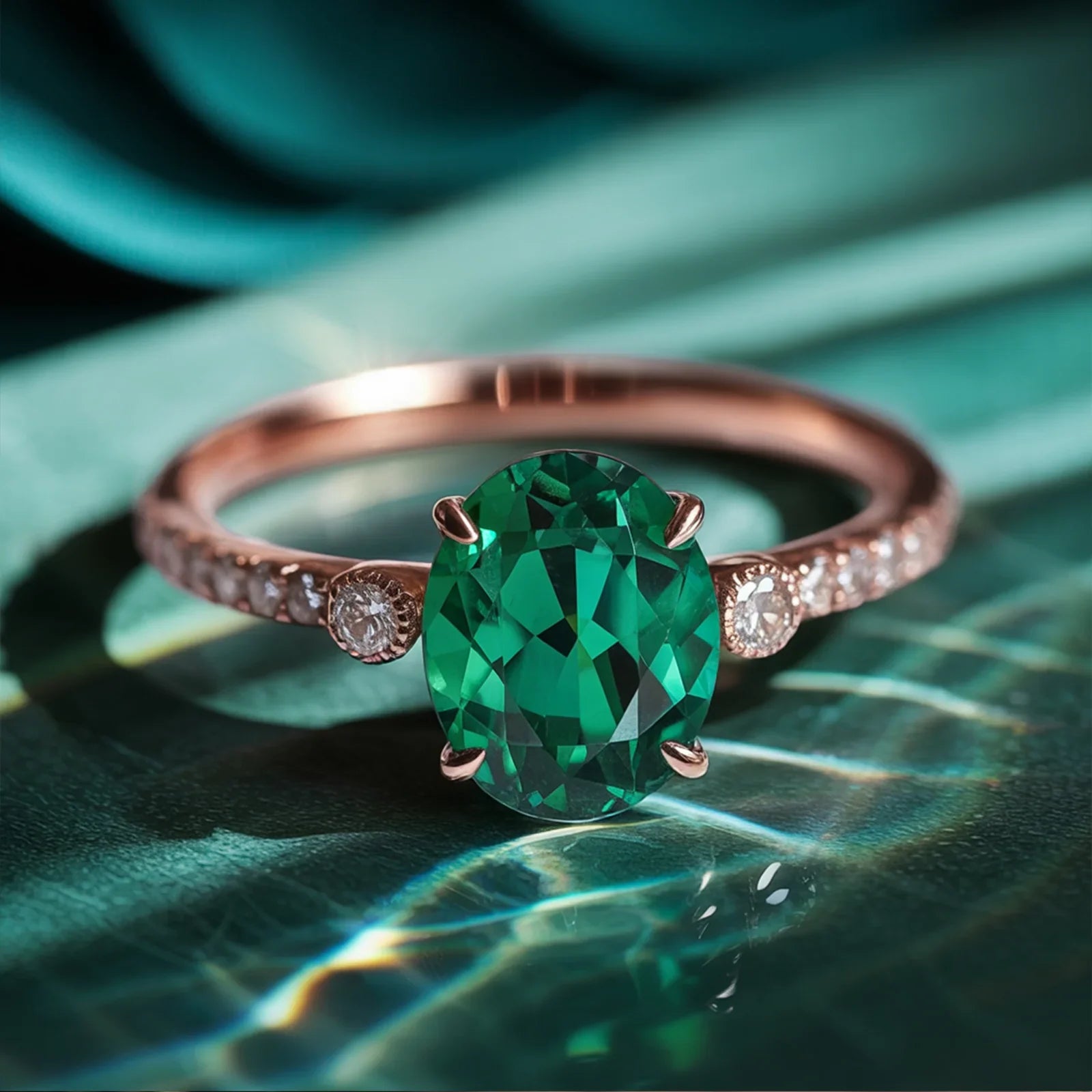 The Luna Oval-Cut Green Gemstone Ring