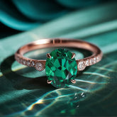 The Luna 2CT Oval-Cut Green Gemstone Ring