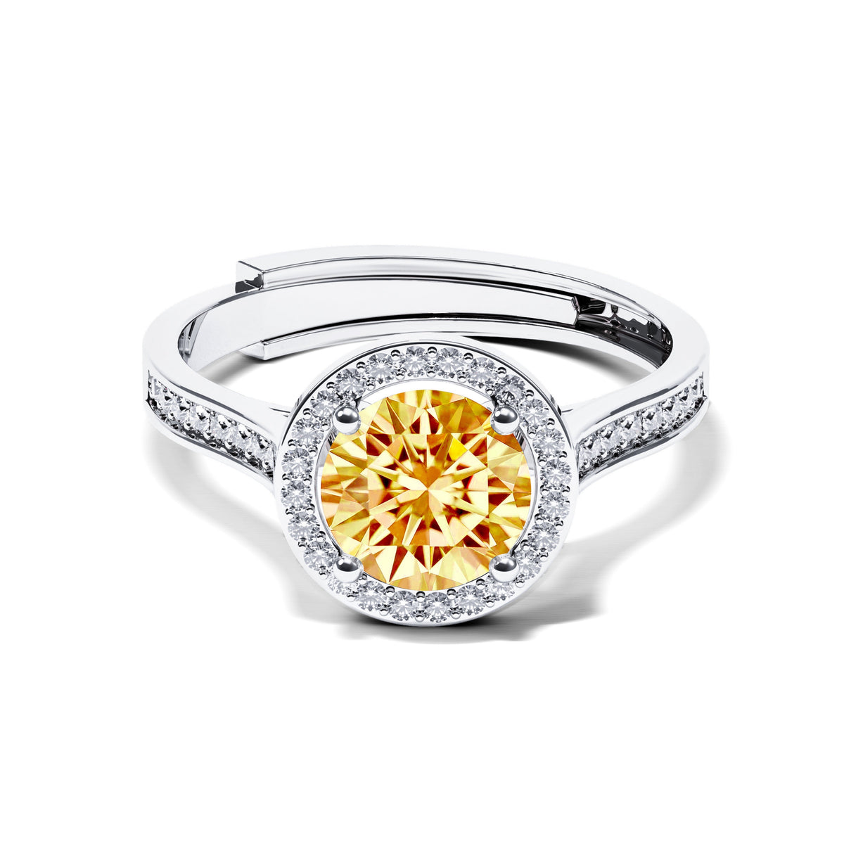 Divine 1CT Round Cut Yellow Gemstone Ring