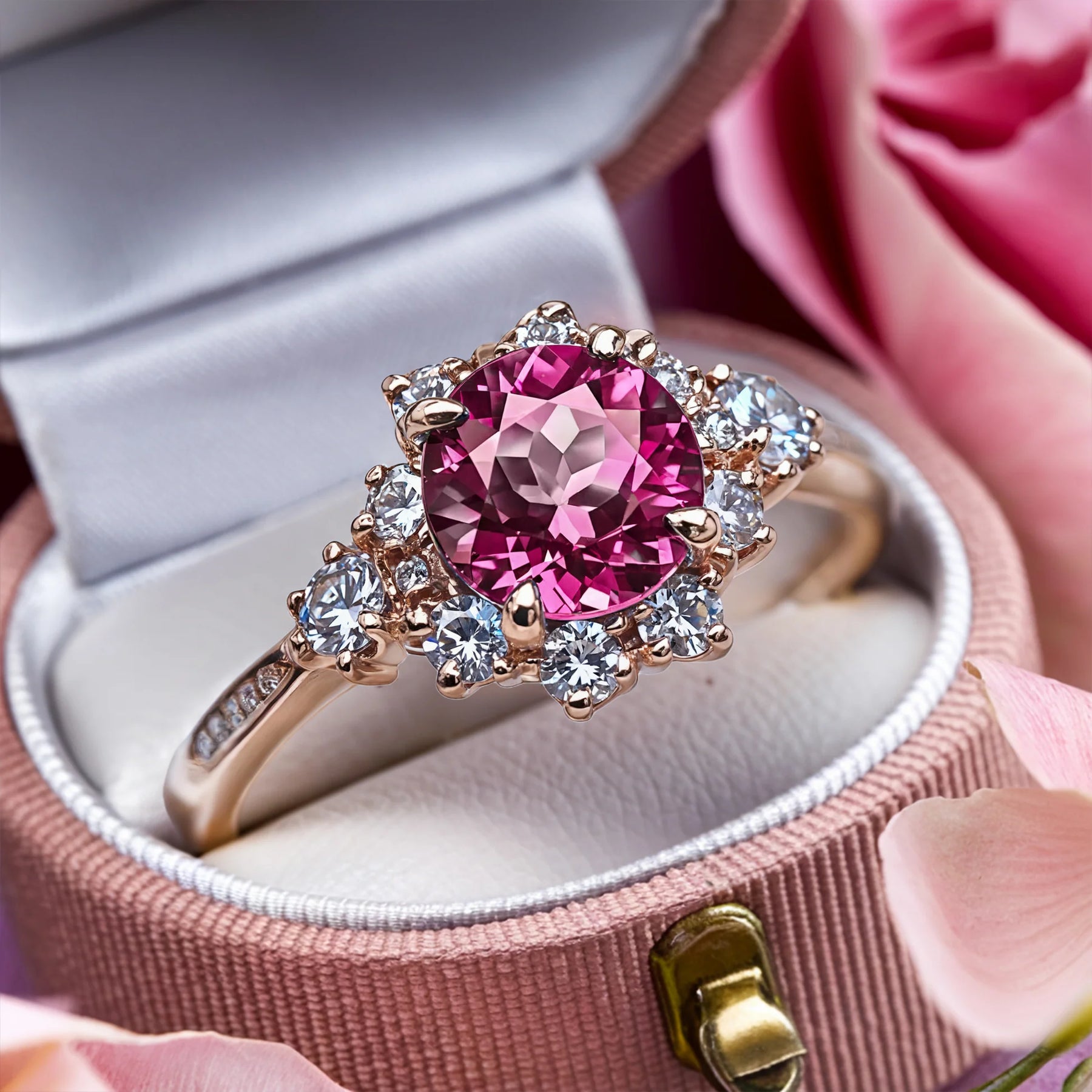 Bethany Round Cut Pink Gemstone Ring
