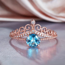 Bethany 1.5CT Round Cut Tiara-inspired Blue Gemstone Ring