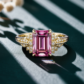 Marivelle Vintage 2CT Emerald-Cut Pink Gemstone Ring
